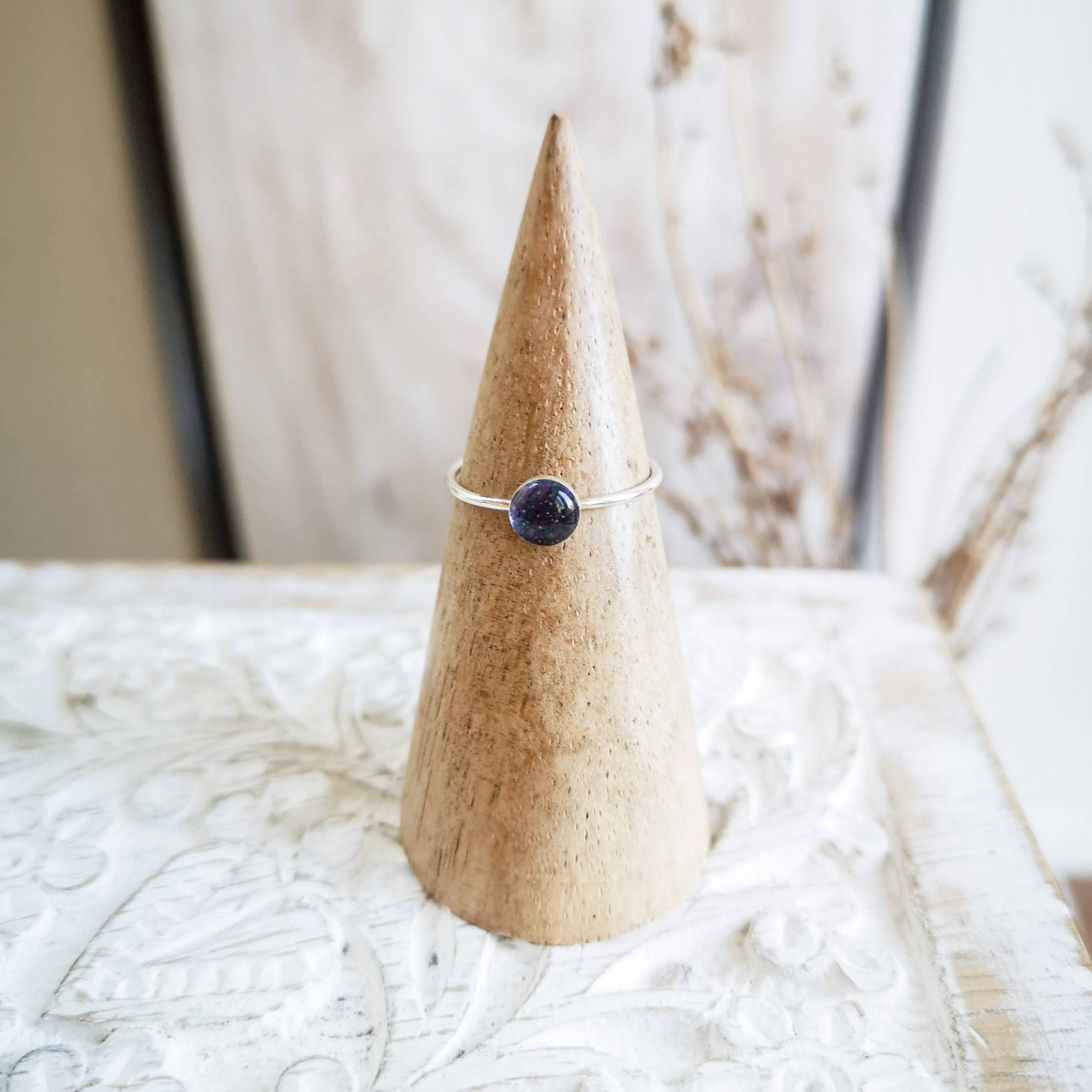 Tulip Stacking Ring, Purple ~ Sterling Silver