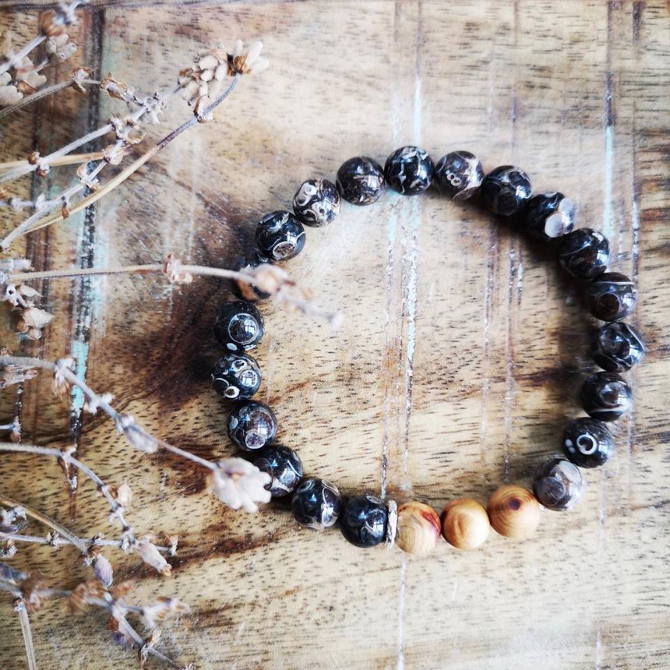 Turritella & Cypress Burl Diffuser Bracelet ~ 8mm