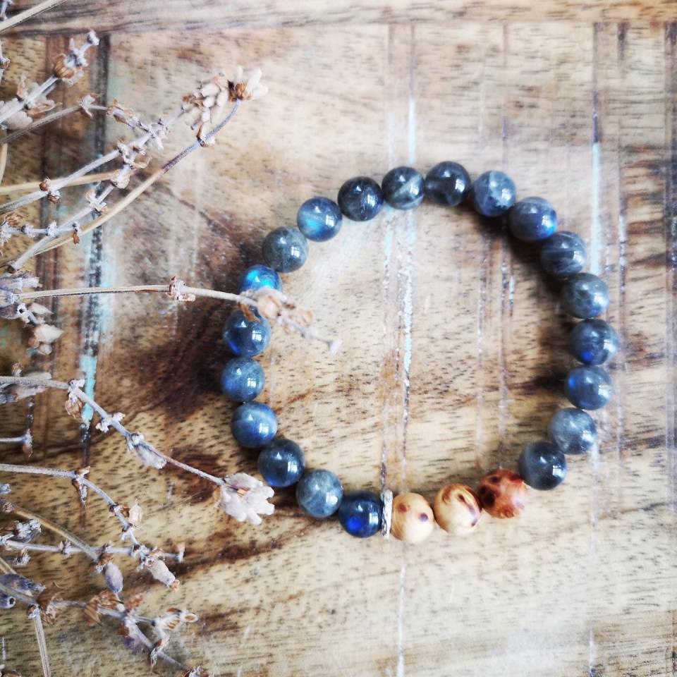 Labradorite & Cypress Burl Diffuser Bracelet ~ 8mm
