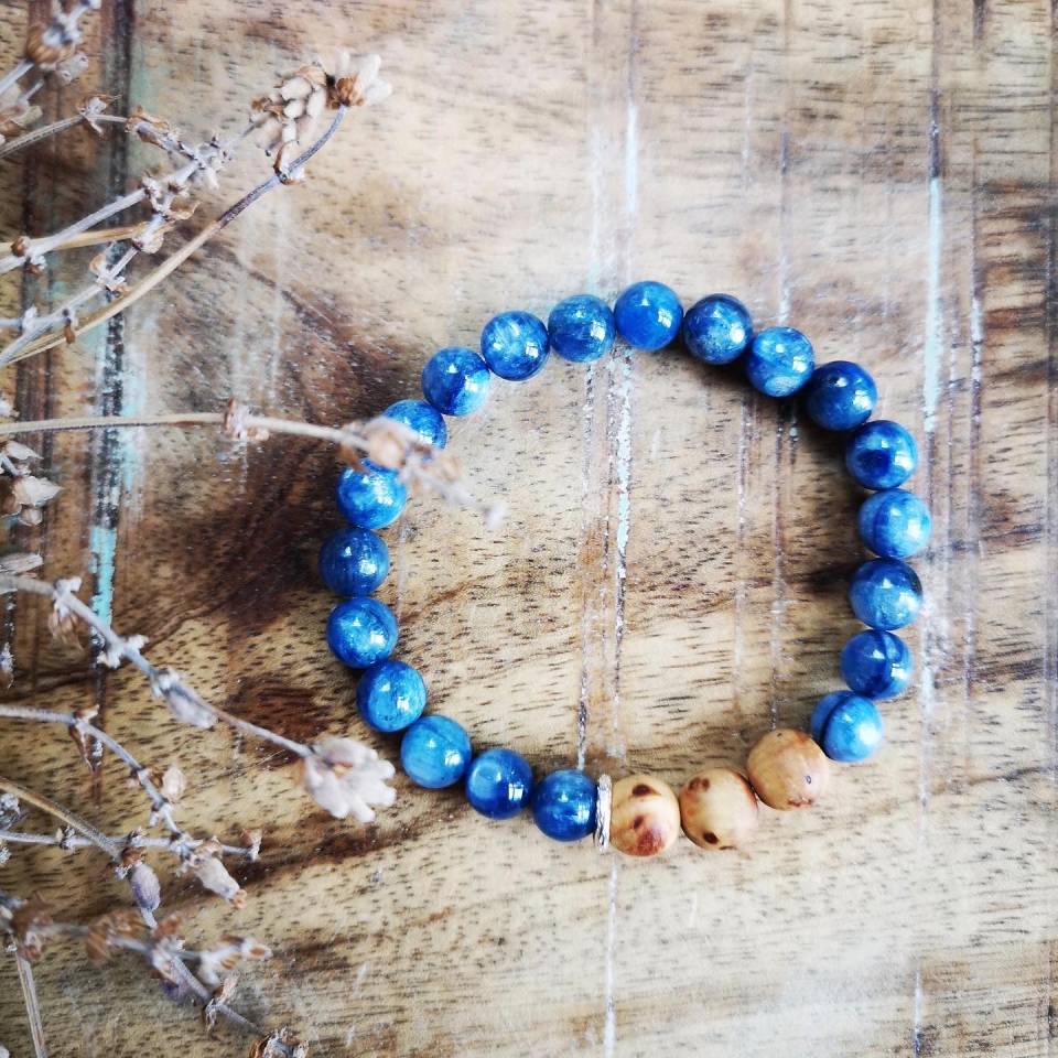 Kyanite & Cypress Burl Diffuser Bracelet ~ 8mm