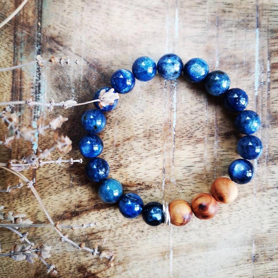 Kyanite & Cypress Burl Diffuser Bracelet ~ 10mm