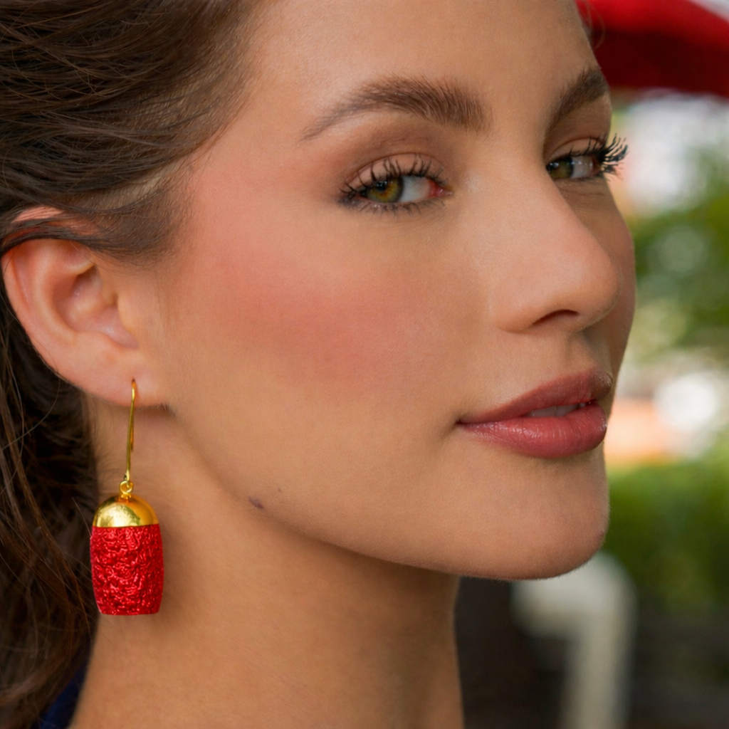 Bell Cocoon Earrings - Red